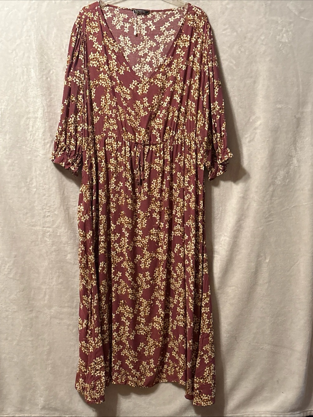 BloomChic Mauve Maxi Dress with Cream Floral Motif
